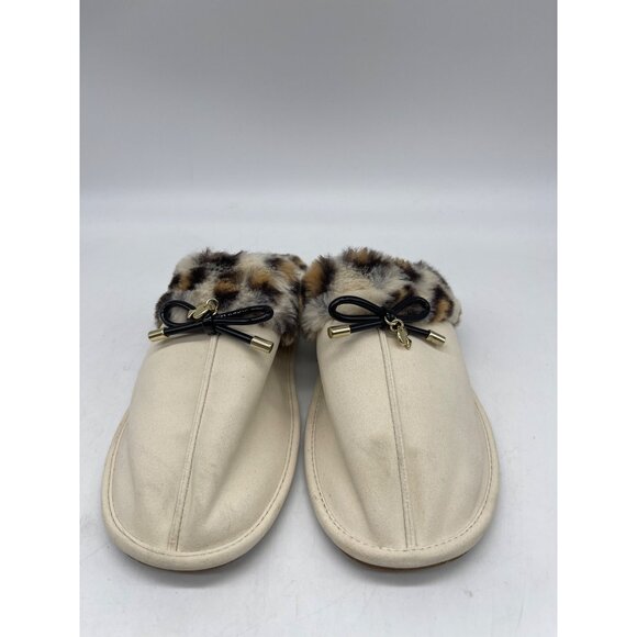 Kate Spade Lacey Leopard Cream Slippers with Faux Fur Lining Size 6.5 /7 - Picture 4 of 8